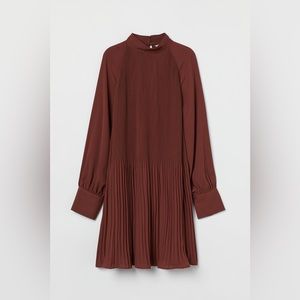 NWT H&M Brown Long Sleeve Chiffon Dress